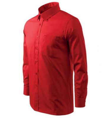 pánská košile long sleeve - azurově červená 0