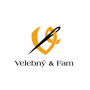 Logo naší firmy Velebný & Fam jsme zvolili záměrně niť, která tvoří písmevo V jako Velebný a prochází očkem vyšívací jehly