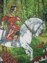 Myslevecká vlajka - Velebný & Fam detail Hubert na koni