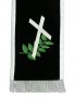 Smuteční stuha s křížem a lístky - detail