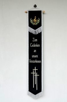 Smuteční stuha vyšívaná s překlopem a houslovým klíčem