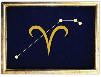 Vyšívané znamení zvěrokruhu v rámečku 13x18 cm - beran