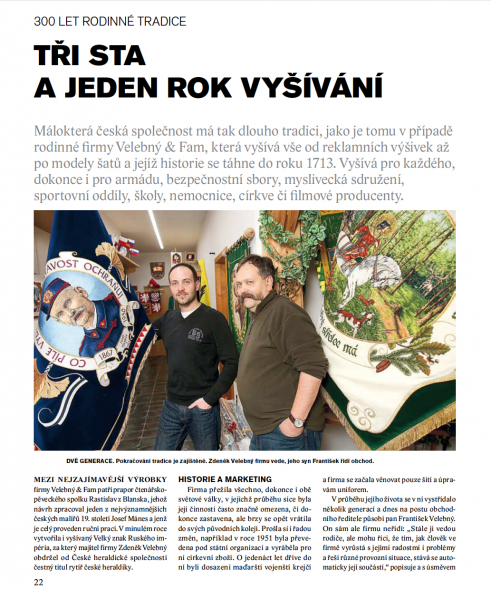 300let tradice ve vyšívání firma Velebný & Fam